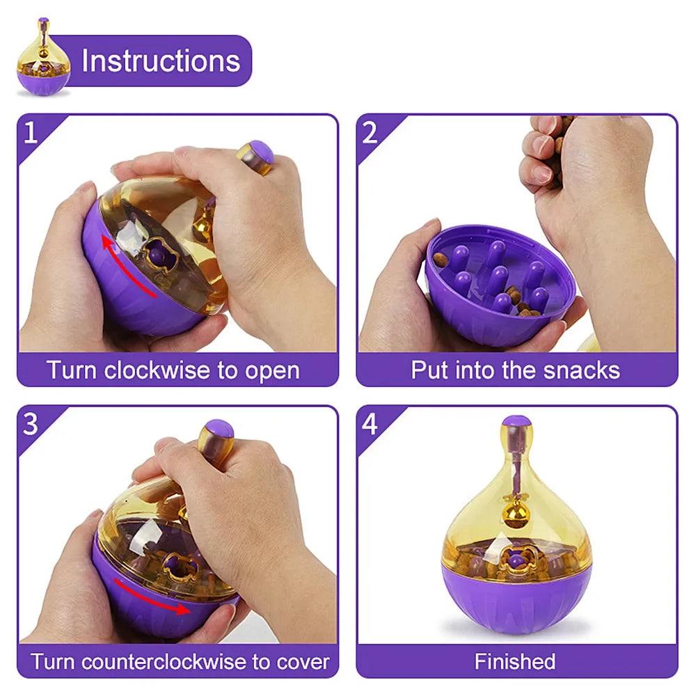 Pet Cat Fun Bowl Feeding Toys Dog Tumbler Feeder Puppy Kitten Shaking Leakage Food Ball Container Exercise Training Leakage Toys