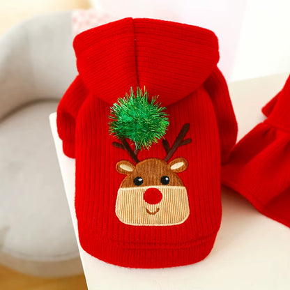 Pet Dog Clothes Puppy Winter Warm Dog Dress Skirt Hoodies Christmas Elk Couple Dog Clothes for Chihuahua French Bulldog Costume