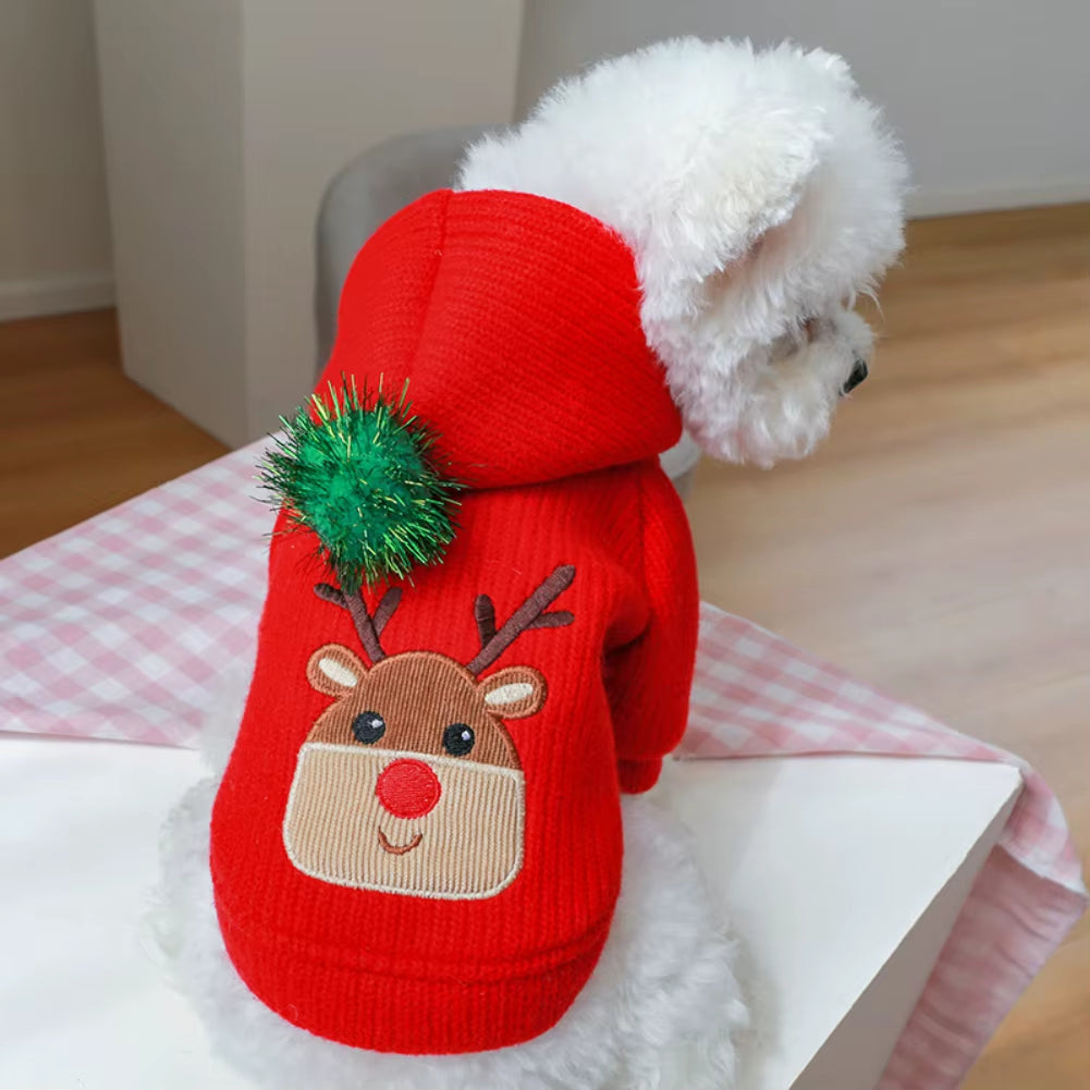 Pet Dog Clothes Puppy Winter Warm Dog Dress Skirt Hoodies Christmas Elk Couple Dog Clothes for Chihuahua French Bulldog Costume