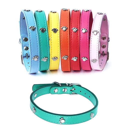 Leather Spiked Dog Collar Adjustable PU Rivets Small Medium Puppy Dogs Cat Strap Collar Studded Rivets Pet Necklace Accessories