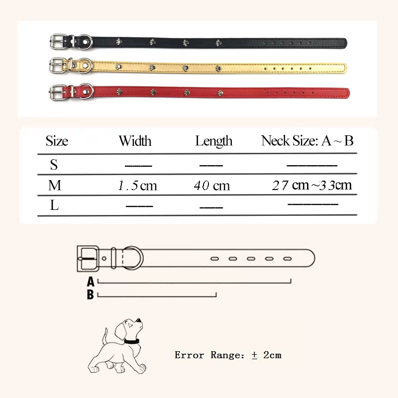 Leather Spiked Dog Collar Adjustable PU Rivets Small Medium Puppy Dogs Cat Strap Collar Studded Rivets Pet Necklace Accessories