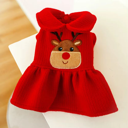 Pet Dog Clothes Puppy Winter Warm Dog Dress Skirt Hoodies Christmas Elk Couple Dog Clothes for Chihuahua French Bulldog Costume